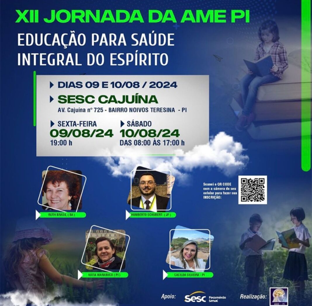 A XII Jornada da Associação de Médicos Espíritas do PI acontece no dia 09/08; inscrições abertas