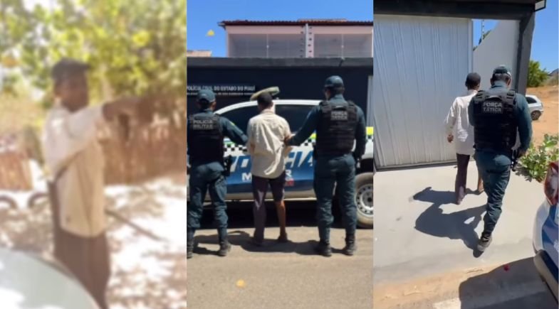 Homem desafia polícia enquanto ameaça mulher com facão e acaba preso no Piauí Homem desafia polícia enquanto ameaça mulher com facão e acaba preso no Piauí